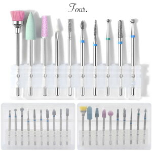 Four. ネイルビット 10本セット gj0286(送料無料)ネイルマシン ネイルドリル ファイル ネイルマシーン ハードジェルネイル オフ ジェルネイル セ...