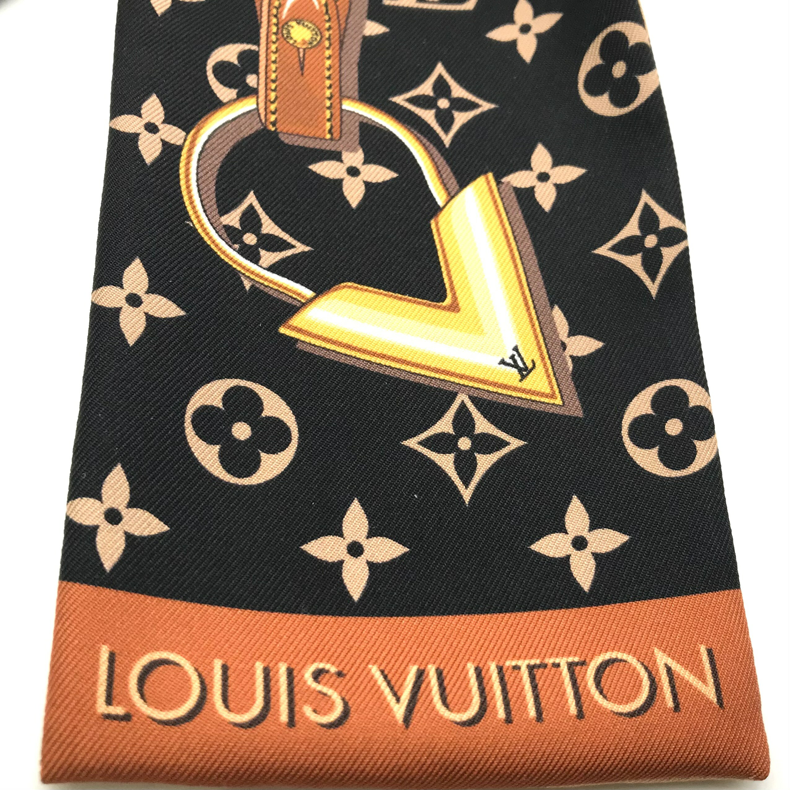 【中古】美品 LOUISVUITTON ルイヴィトン シルク バンドー ワイルドアット ハート モノグラム ヒョウ柄 スカーフ a1596 3