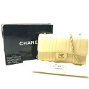 【中古】良品 CHANEL シャネル ココマーク ターンロック マドモアゼル25 ラムスキン チェーン ショルダー バッグ ベージュ a983