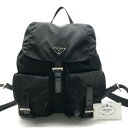 【中古】良品 PRADA プラダ テスート ナイロン 三角 ロゴ 金具 リュック バッグ パック ブラック k1599