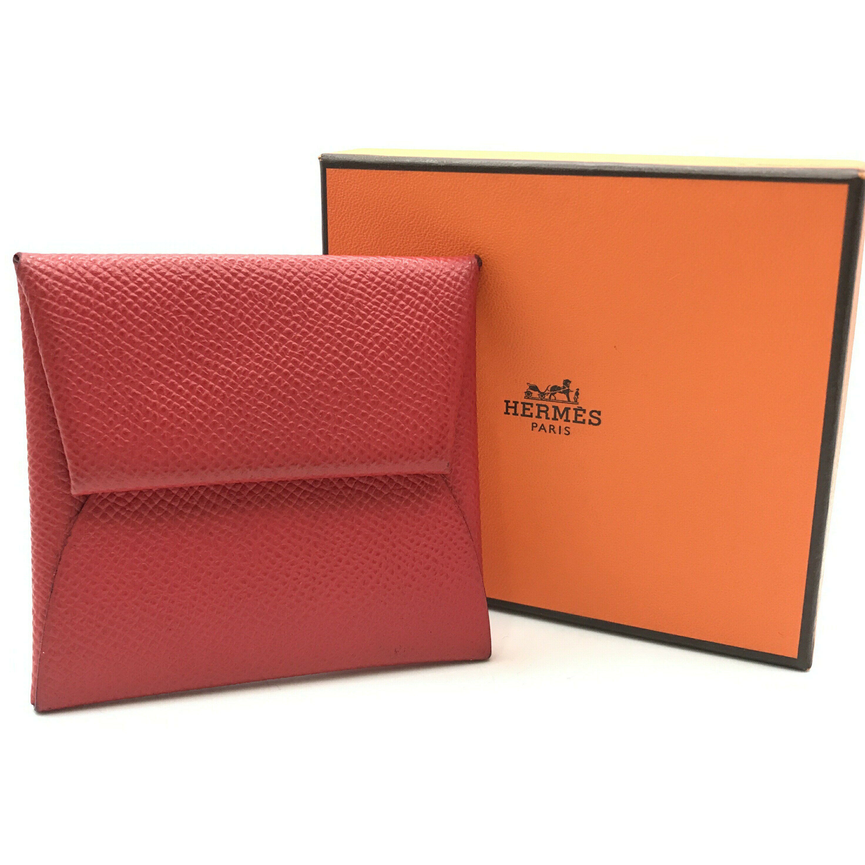 【中古】良品 HERMES エルメス バスティア エブリン レッド シカク R 刻印 コインケース k733