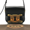 【中古】超美品 TODs トッズ ケイト ロゴ ゴールド金具 レザー ミニ ショルダー バッグ ブラック a3040