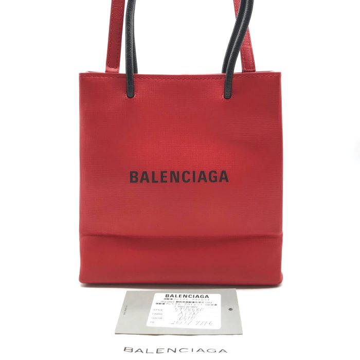 【中古】美品 Balenciaga バレンシアガ カバス 2WAY ショッピング トート ショルダー バッグ レッド a3064