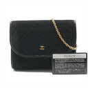 【中古】 良品 CHANEL シャネル ココマーク ミニ マトラッセ コットン キャンバス チェーン ショルダー バッグ ブラック a3115