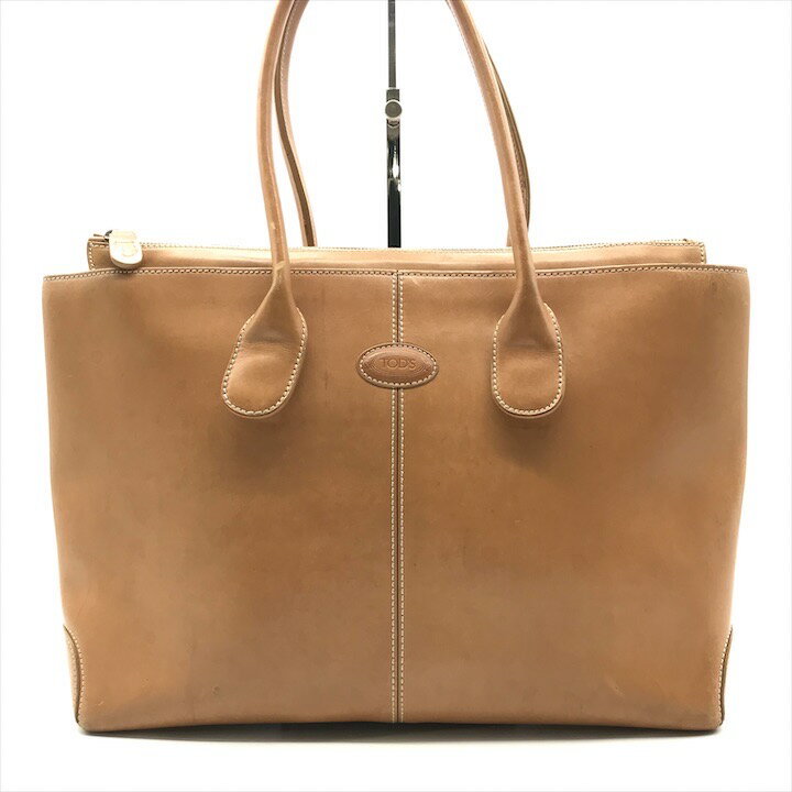 【中古】TOD’S トッズ レザー トート バッグ オレンジ レディース k1502