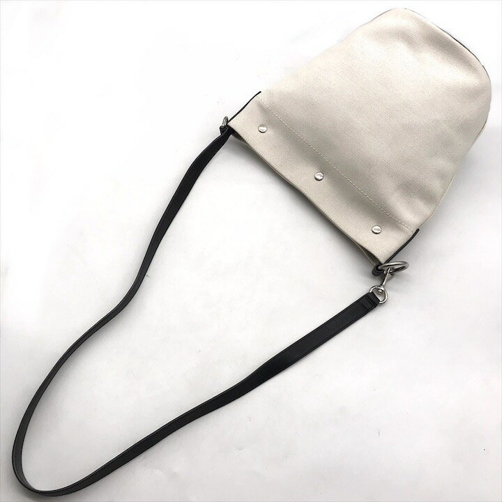 【中古】良品 SAINT LAURENT サンローラン リヴゴーシュ キャンバス レザー ショルダー バッグ ブラック ホワイト 669299 k1853