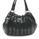 【中古】美品 PRADA プラダ ブラック レザー ナイロン レディース トート ハンド バッグ k2353(4)