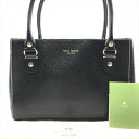 【中古】良品 kate spade ケイトスペード レザー ステッチ ハンド トート バッグ ブラック ゴールド a4051