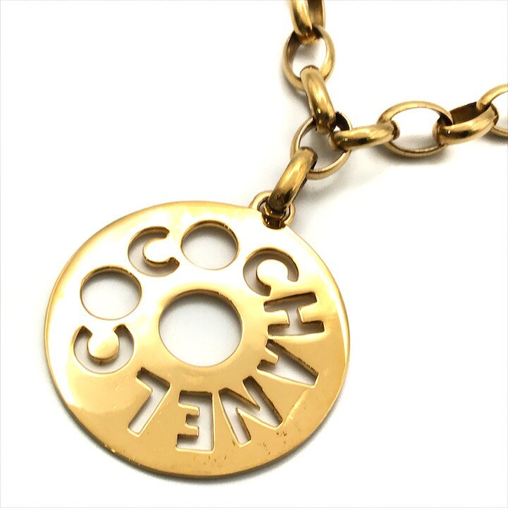 Rakuten - 【中古】良品 CHANEL シャネル ラウンド ロゴ プレート レディース アクセサリー チェーン ネックレス ゴールド k3754