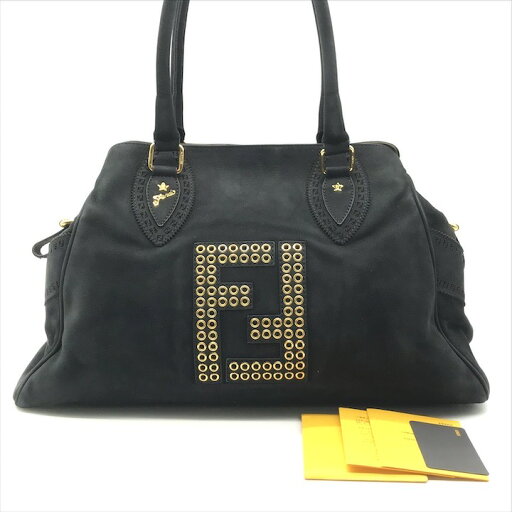 【中古】良品 FENDI フェンディ パンチング ロゴ スタッズ エトニコ ヌバック レザー ハンド ボストン バッグ ブラック レディース a6173 【中古】良品 FENDI フェンディ パンチング ロゴ スタッズ エトニコ ヌバック レザー ハンド ボストン バッグ ブラック レディース a6173