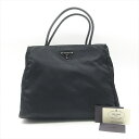 【中古】良品 PRADA プラダ 三角ロゴ プレート ナイロン テスート トート バッグ ブラック レディース a6109(4)
