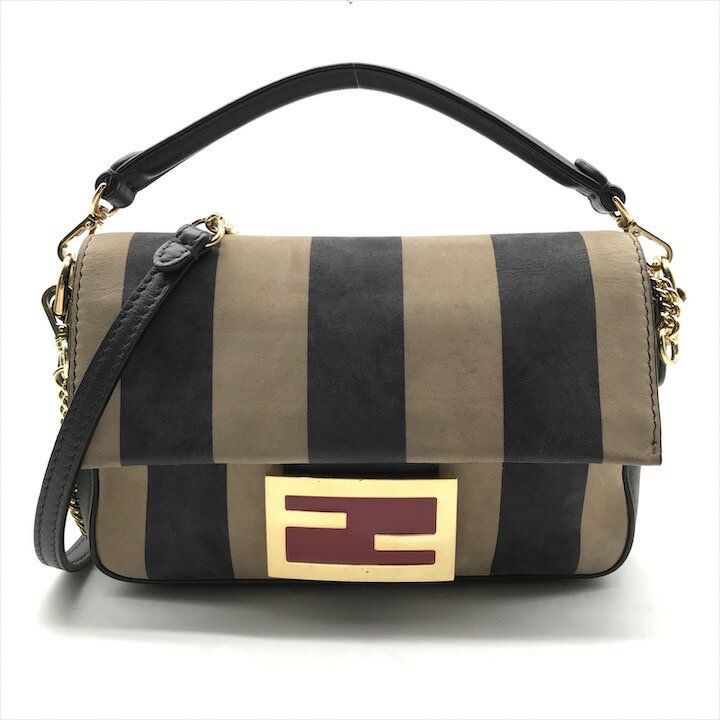 FENDI - 【中古】良品 FENDI フェンディ ミニバケット ペカン 2WAY チェーン ショルダー バッグ ハンド バッグ レザー ブラウン レディース k4139