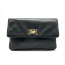 【中古】良品 CELINE セリーヌ 馬車金具 ヴィンテージ レザー セカンド クラッチ バッグ ブラック レディース a6711