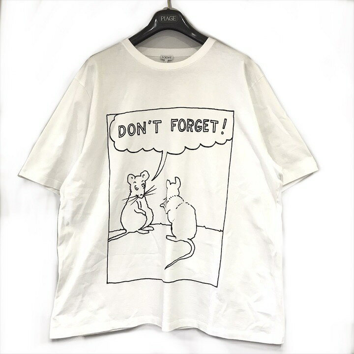 【中古】良品 LOEWE ロエベ アナグラム Dont Forget マウス Tシャツ トップス ホワイト ユニセックス XL k4650