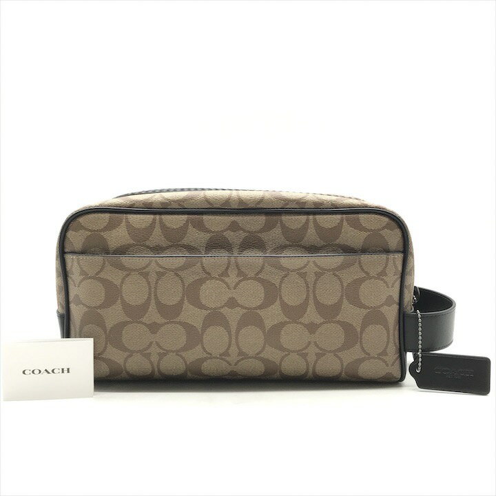 COACH - 【中古】展示品 COACH コーチ シグネチャー クラッチ ハンド セカンド バッグ ポーチ ブラウン h629