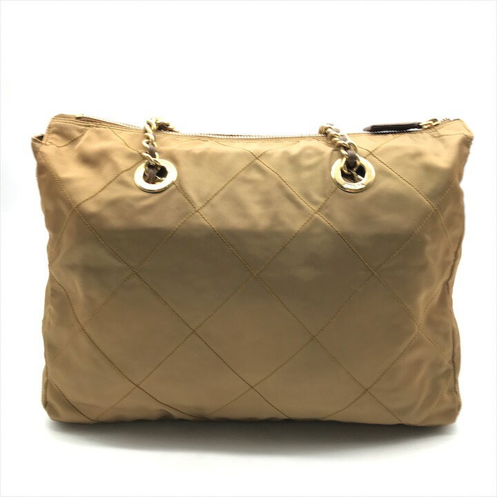 【中古】良品 PRADA プラダ 三角ロゴ ナイロン テスート チェーン トート バッグ ...