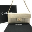 【中古】良品 CHANEL シャネル ココマーク チョコバー ターンロック チェーン ショルダー バッグ レディース シャンパンゴールド h316