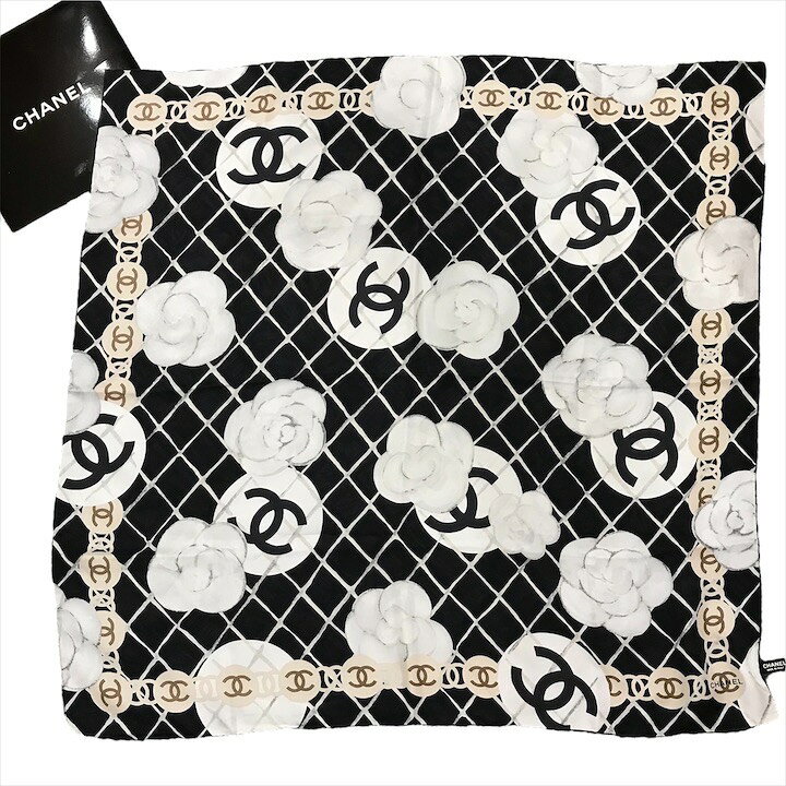 CHANELスカーフ シルク 大判 カメリア