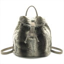 【中古】良品 FENDI フェンディ ミンクファー リュック バックパック リュックサック グレー レディース m14122(4)