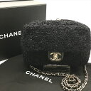 【中古】展示品 CHANEL シャネル ココマーク ターンロック ツイード 2WAY ショルダー トート バッグ ブラック プレート付き k5216