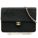 【中古】美品 CHANEL シャネル ココマーク コットンジャージ マトラッセ チェーン ショルダー バッグ ブラック m14060
