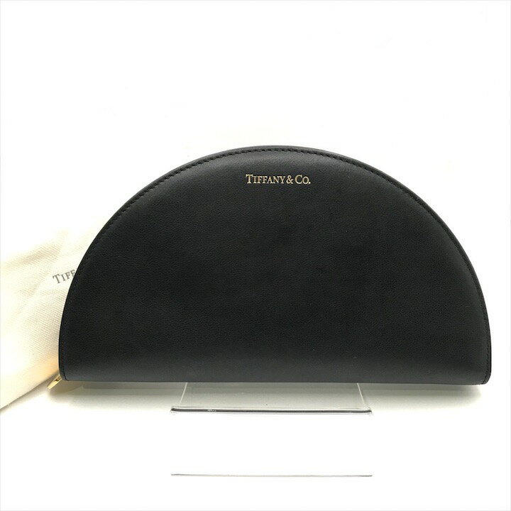 【中古】美品 Tiffany＆Co. ティファニー ハーフムーン レザー 長財布 財布 ウォレット クラッチ バッグ ブラック k5869