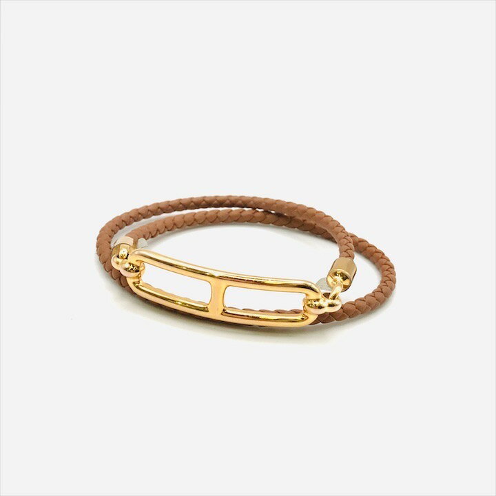 【中古】超美品 HERMES エルメス ルリ ドゥブルトゥール レザー GP金具 ブレスレット アクセサリー ブランド 小物 k5901のサムネイル