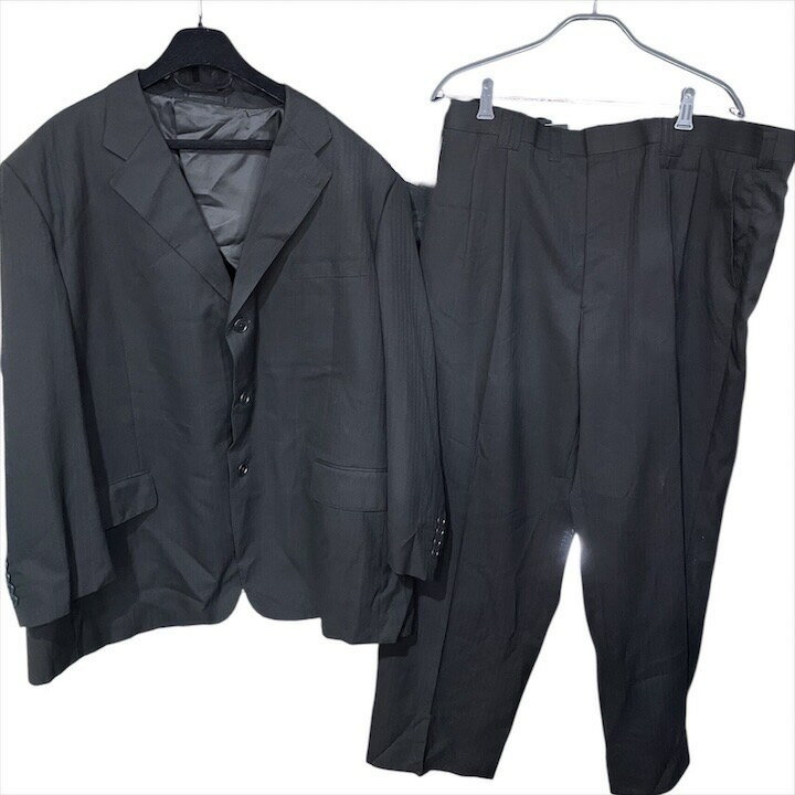 【中古】良品 AOKI アオキ INTIMAGE インティメージ ビジネス フォーマル ストライプ スーツ ジャケット パンツ 背抜き 大きいサイズ メンズ m14584