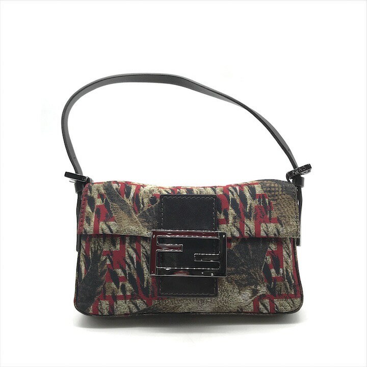 【中古】美品 FENDI フェンディ ミニ マンマ 鷹 ホークス 柄 ハンド バッグ レディース ブランド 鞄 カバン k5767