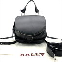 【中古】美品 BALLY バリー 3way レザー ロゴ HRRYET トップハンドル ハンド ショルダー バッグ リュック バックパック ブラック 鞄 カバン k5920