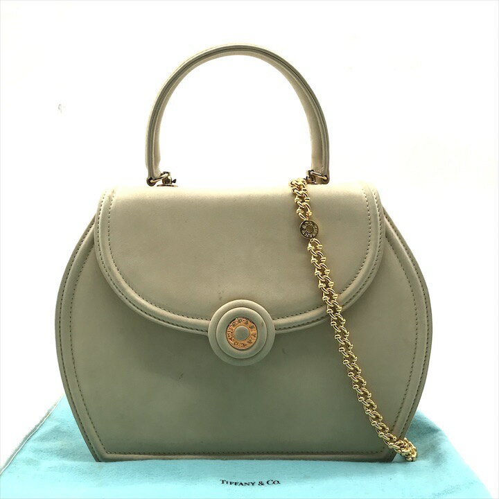 【中古】TIFFANY＆Co. ティファニー スエード サークル 2WAY ハンド ショルダー バッグ クリーム レディース ブランド かばん m10571