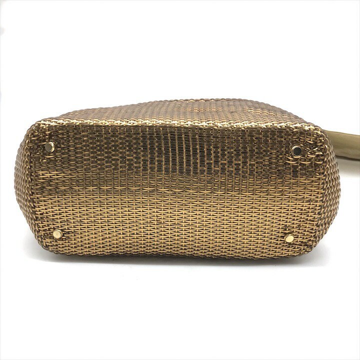 【中古】良品 ANTEPRIMA アンテプリマ ビーズベア チャーム付き ワイヤー トート バッグ レディース ブランド 鞄 Bag ゴールド a10030