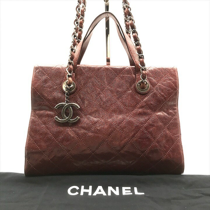 【中古】良品 CHANEL シャネル ココマーク キャビアスキン ヴィンテージ 2WAY ハンド ショルダー バッグ ボルドー ブランド 鞄 Bag k5209(4.0)