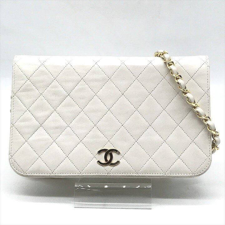 【中古】良品 CHANEL シャネル マトラッセ ラムスキン ココマーク プッシュロック チェーン ショルダー バッグ ホワイト ブランド 鞄 k5964