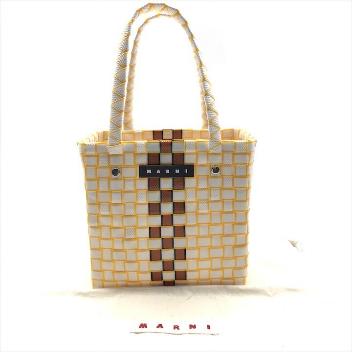 Marni - 【中古】美品 MARNI マルニ ピクニック バスケット かごバッグ ミニ ハンド バッグ トート 手提げ イエロー ブランド 鞄 k6748