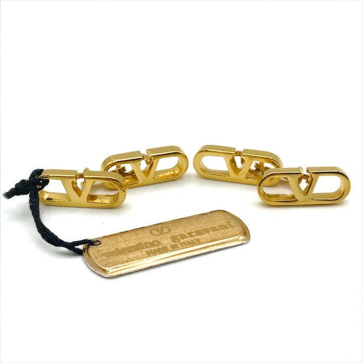 【中古】未使用 Valentino ヴァレンティノ ガラヴァーニ ロゴ カフス ゴールド スーツ 紳士 ビジネス メンズ ブランド 小物 ファッション m15121