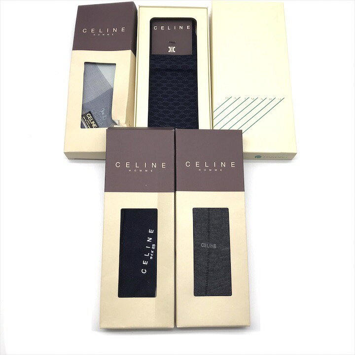 【中古】新品未使用 CELINE セリーヌ 靴下 ソックス ハンカチ スカーフ 4点 セット まとめ 箱付き ギフト m15138