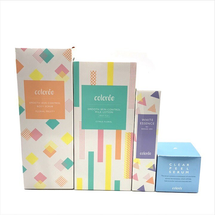 【中古】未使用品 COLOREE カラリー ミュゼ ボディスクラブ スキンケア マッサージ ジェル ミルクローション ホワイト エッセンス 美容液 4点 m15351