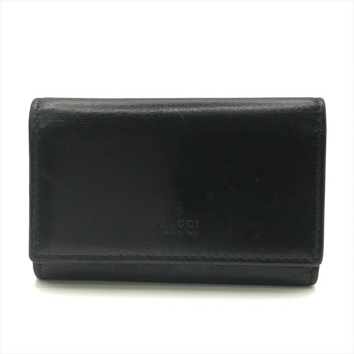 【中古】良品 GUCCI グッチ ロゴ 型押し レザー シンプル キーケース ブランド ファッション ...