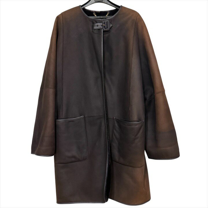 ロエベムートンコート 中古・古着通販】LOEWE (ロエベ) ムートンロングコート ブラック