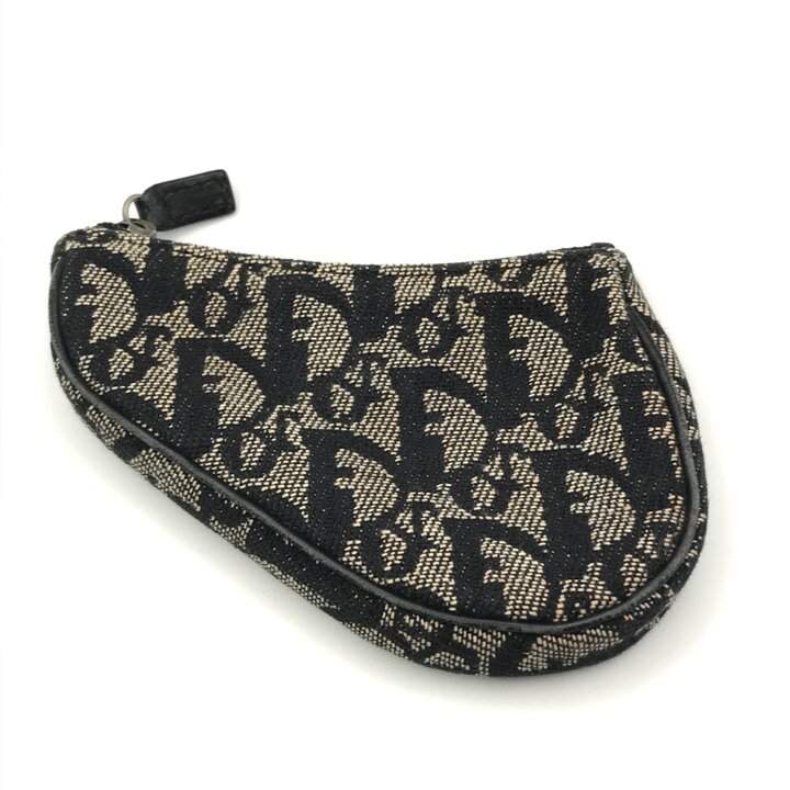 【中古】良品 Christian Dior ディオール トロッター サドル キャンバス ポーチ コインケース 小物入れ 小銭入れ ブラック ブランド a11850