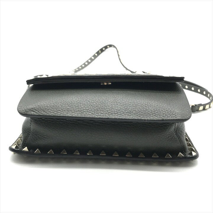 【中古】良品 VALENTINO ヴァレンティノ ロックスタッズ 2WAY ショルダー クラッチ バッグ レザー 斜め掛け カーキ グリーン レディース k7360