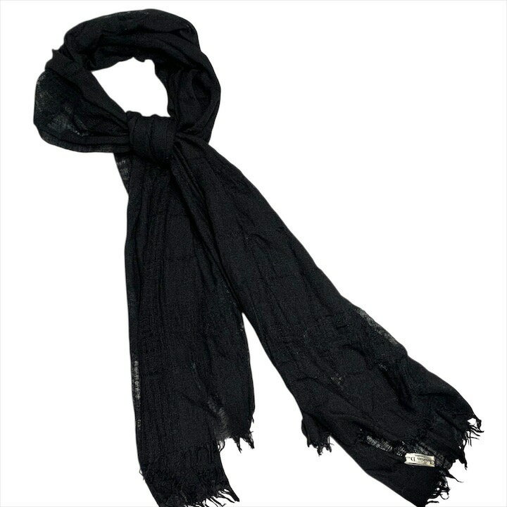 【中古】Christian Dior ディオール 大判 ストール マフラー シアー ブラック 総柄 レディース ファッション 小物 服飾 m15405