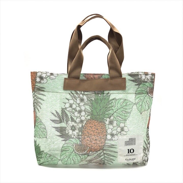 【中古】美品 CLOUDY クラウディ メッシュ トート バッグ トロピカル ボタニカル柄 レディース かばん Bag 鞄 m15457