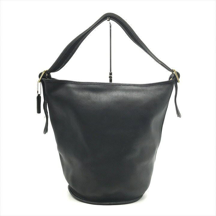 COACH - 【中古】良品 COACH コーチ ワンショルダー ショルダー バッグ オール ブラック レザー 無地 シンプル レディース メンズ ブランド 鞄 かばん r969