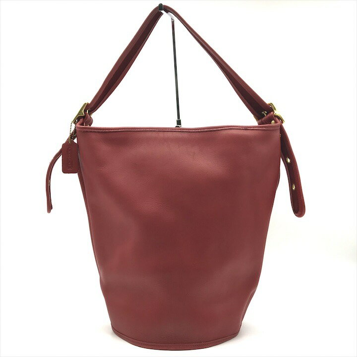 【中古】良品 COACH コーチ ワンショルダー ショルダー バッグ 斜め掛け オール レッド レザー 無地 シンプル レディース ブランド 鞄 かばん r970