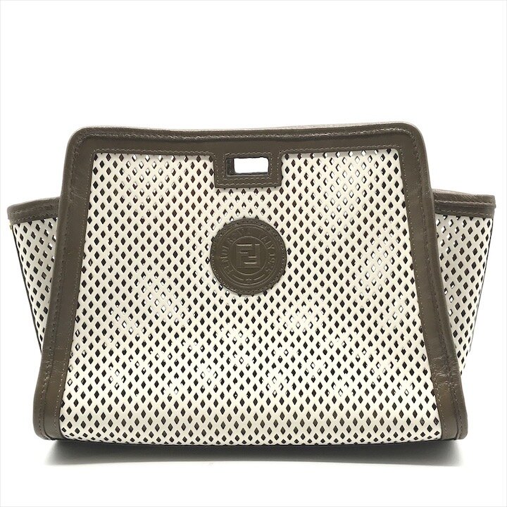 【中古】美品 FENDI フェンディ ピーカブー ディフェンダー メッシュ バッグ カバー ブランド 鞄 BAG ブラウン r975