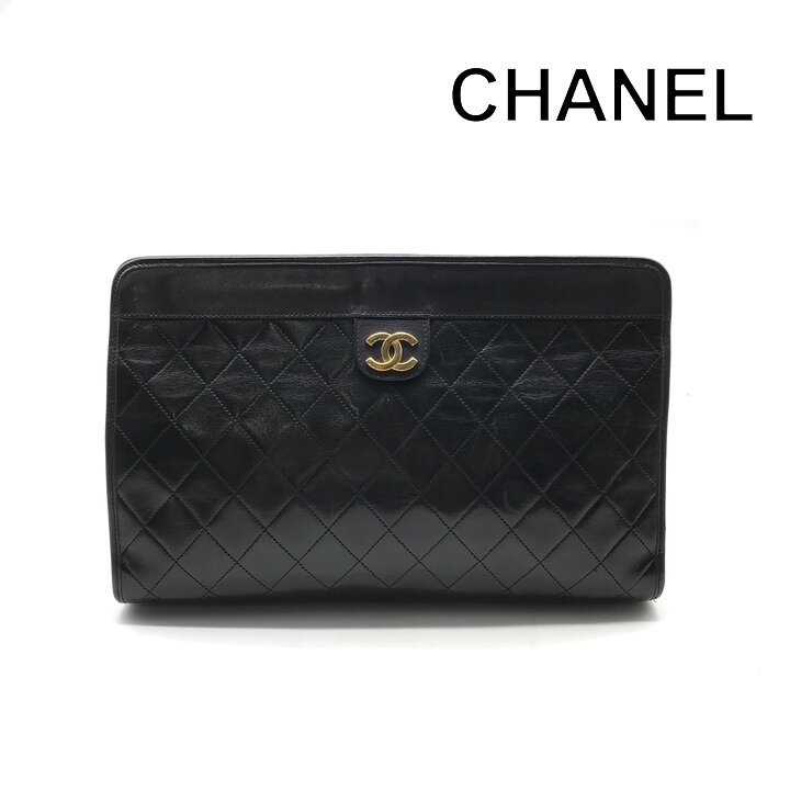 【中古】良品 CHANEL シャネル ココマーク マトラッセ クラッチ セカンド バッグ ブラック ブランド レディース 鞄 Bag かばん a12119...