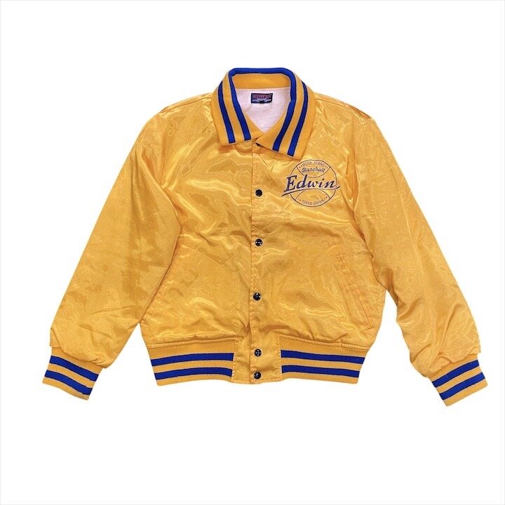 【中古】良品 EDWIN エドウィン ブルゾン ベースボールジャケット イエロー ブルー Sサイズ ファッション メンズ ブランド ツートンカラー c272
