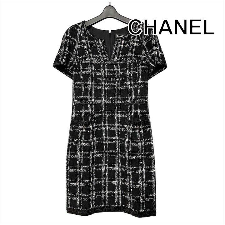 シャネル  ノースリーブツイードワンピース レディース 38 CHANEL - シャネル ノースリーブツイードワンピース レディース 38の